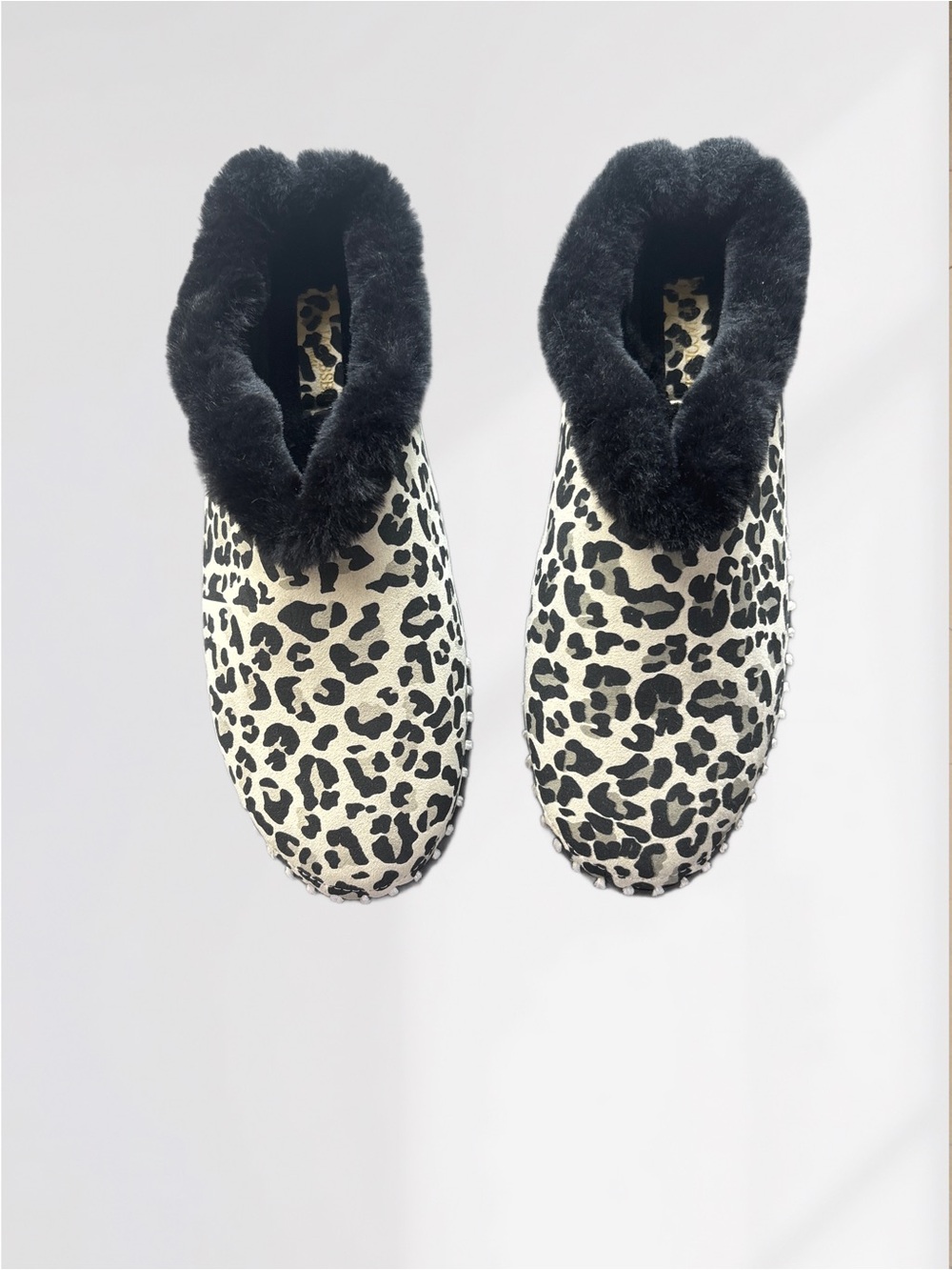 Ilse Jacobsen Leopard-Print Faux-Fur Slippers - Black/Cream